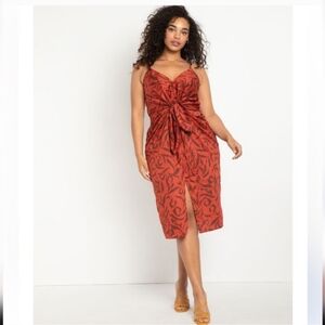 NWT Eloquii Burnt Orange Zebra Stripe 100% Cotton Sleeveless Dress Size 16